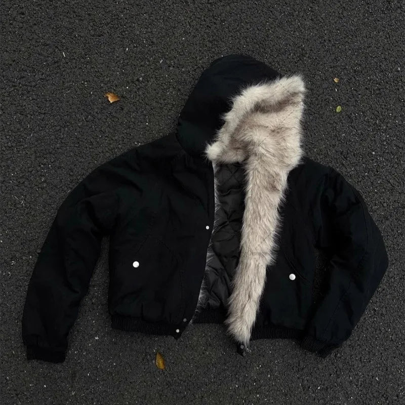 Faux Fur Puffer Bomber Coat