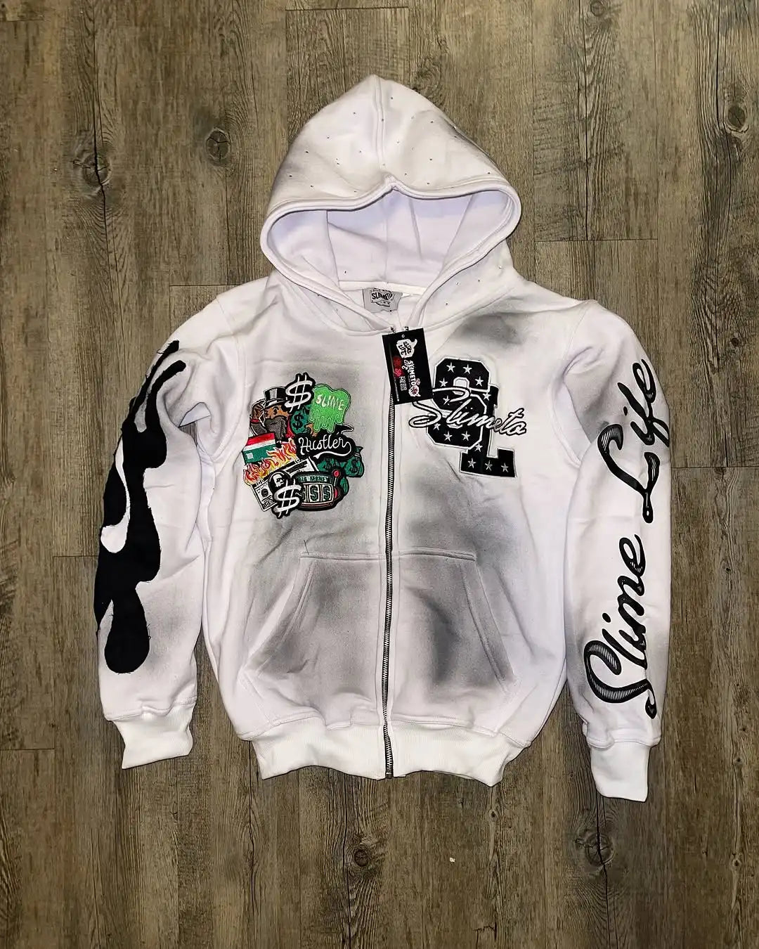 Fire Sleeve Washed Streetwear Jacket