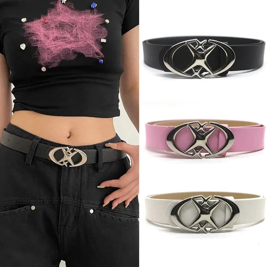 Unisex Belt Punk Star Buckle Design Cross Metal Vintage Gothic Y2K Belt