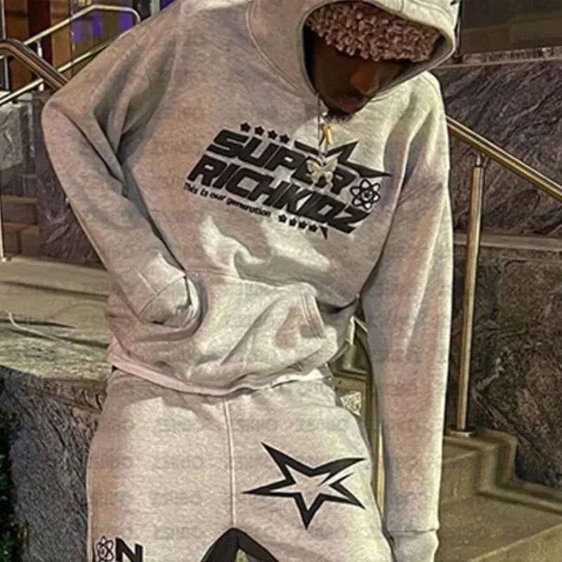 Aesthetic Star Print Hoodie and Pants