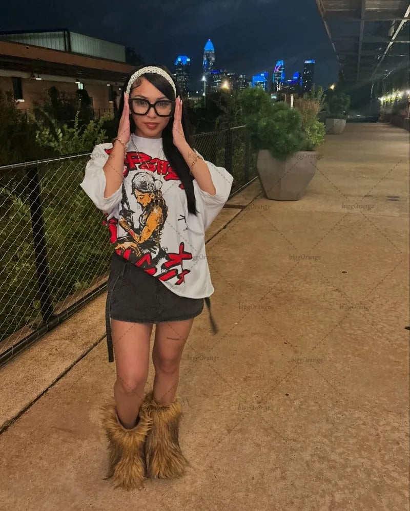 New American Retro Street Graffiti T-shirt