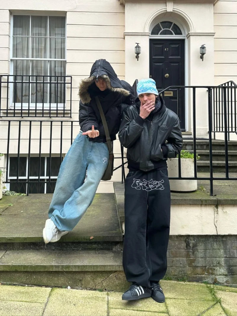 Baggy Graffiti Embroidered Jeans