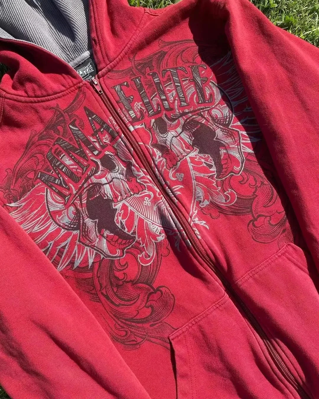 Cotton Red Zipper Hoodie