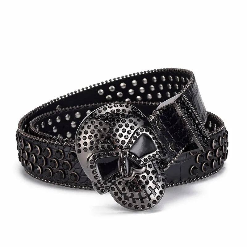 Big Skull Buckle Rhinestone Belt