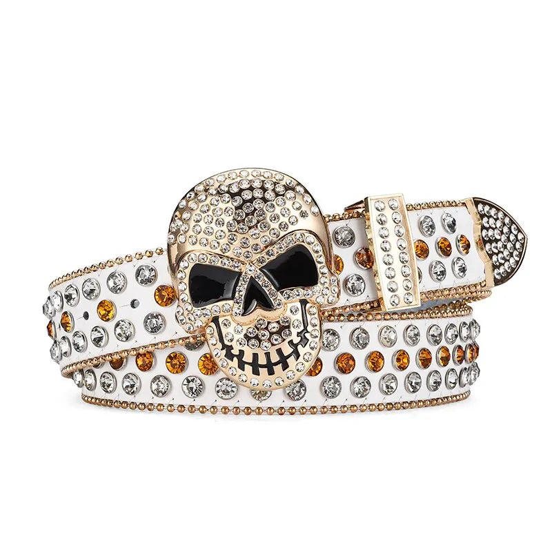 Big Skull Buckle Rhinestone Belt