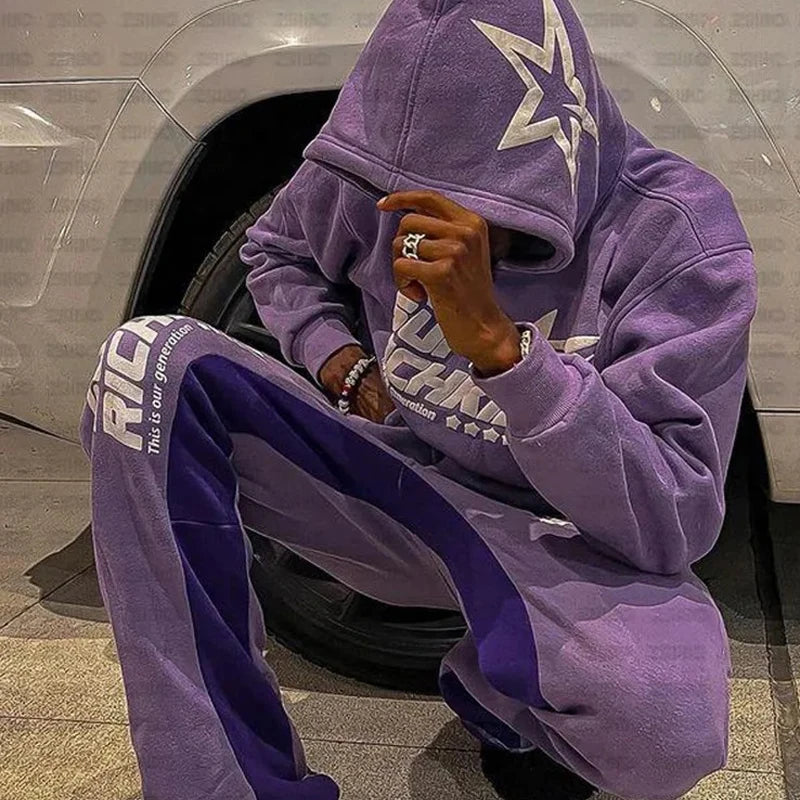 Aesthetic Star Print Hoodie and Pants