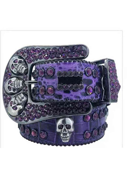 Rhinestone Skeleton Belts Unisex