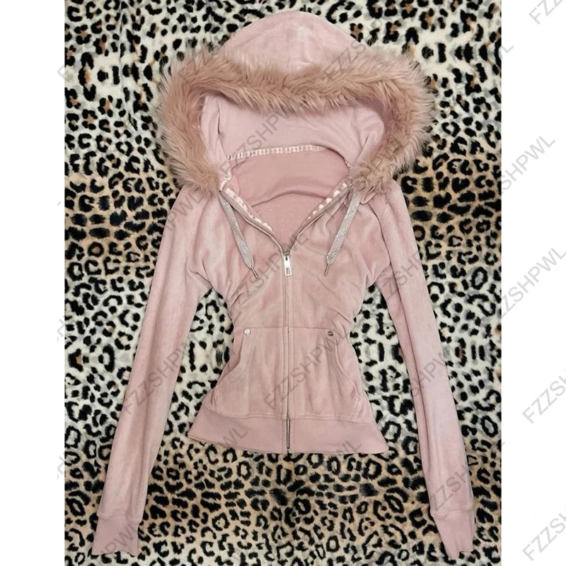 Faux Fur Lined Hooded Slim Waist Sweaters