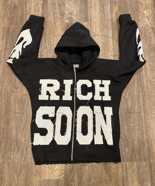 High Quality Ripped Embroidered Lettering Hoodie