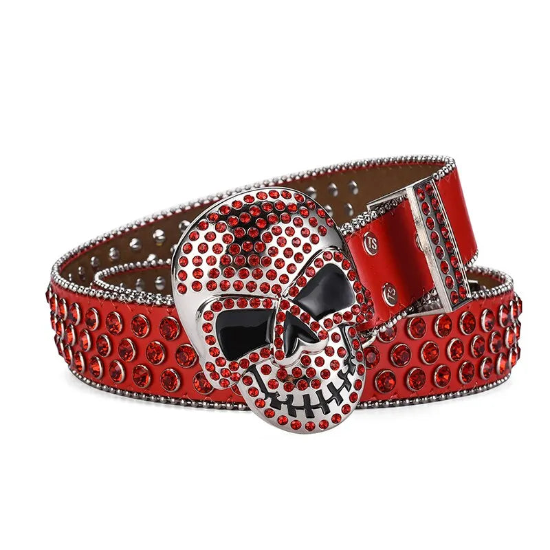 Big Skull Buckle Rhinestone Belt