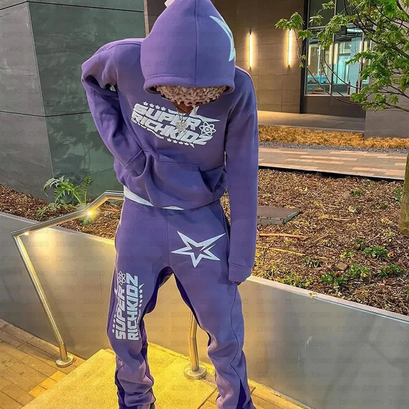 Aesthetic Star Print Hoodie and Pants