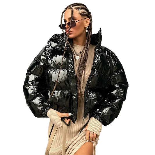 Glossy Puffer Jacket For Women