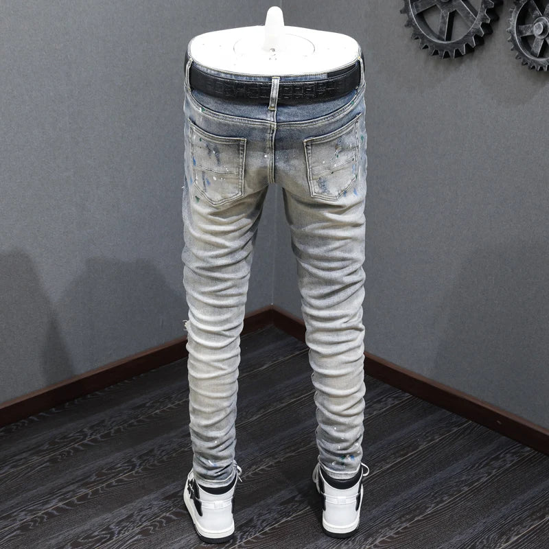 High street fashion new ripped jeans