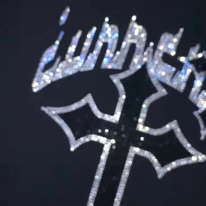 Cross Rhinestone Studded Zipper Jacket