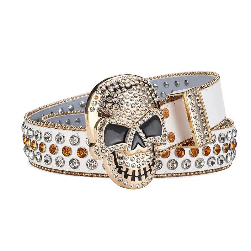 Big Skull Buckle Rhinestone Belt