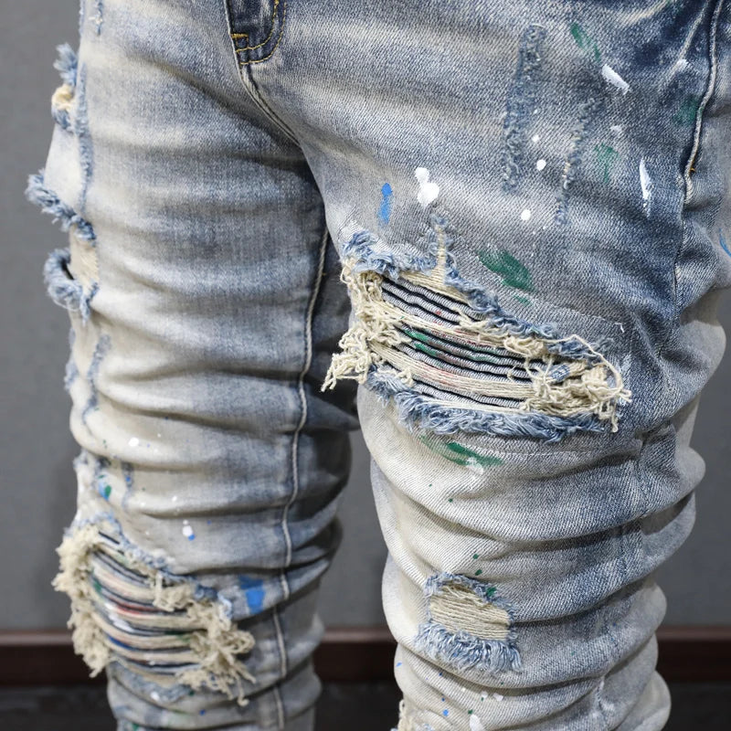 High street fashion new ripped jeans