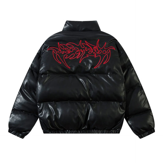 Embroidered Winter Leather Jacket