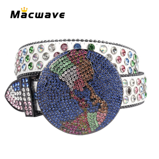 Western Rhinestones Planet Earth Globe Belt
