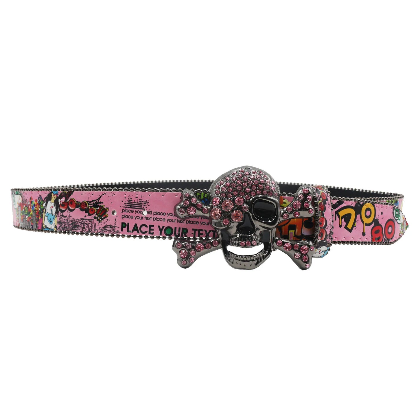 Big Skull Punk Rhinestone Belt Unisex