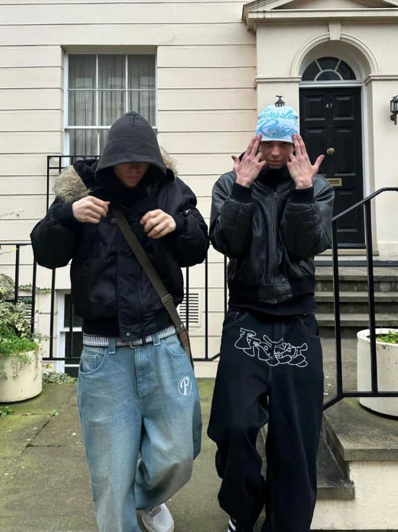 Baggy Graffiti Embroidered Jeans