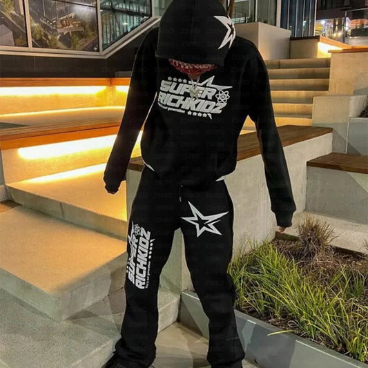 Aesthetic Star Print Hoodie and Pants