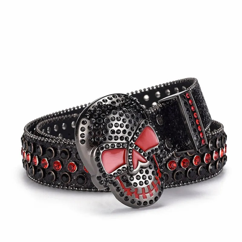 Big Skull Buckle Rhinestone Belt