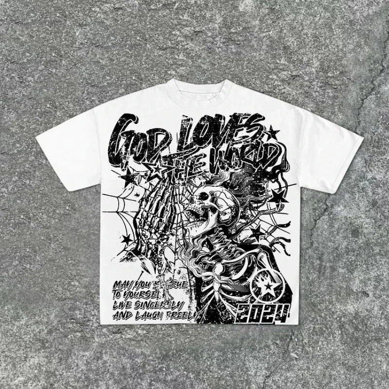 God Loves The World Skeleton T-shirt