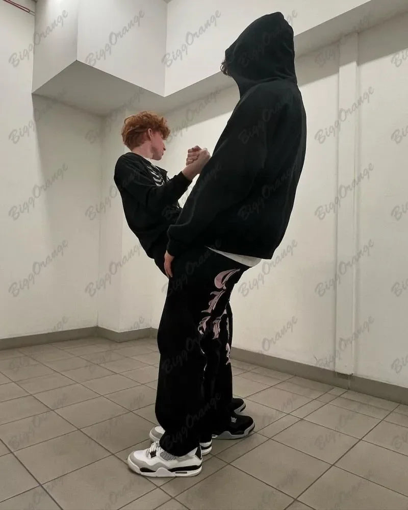 Calligraphy Embroidered Letter Jeans