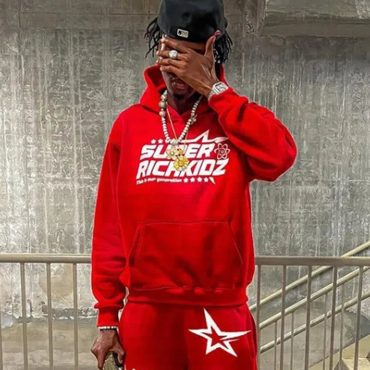 Aesthetic Star Print Hoodie and Pants