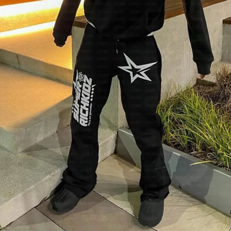 Aesthetic Star Print Hoodie and Pants