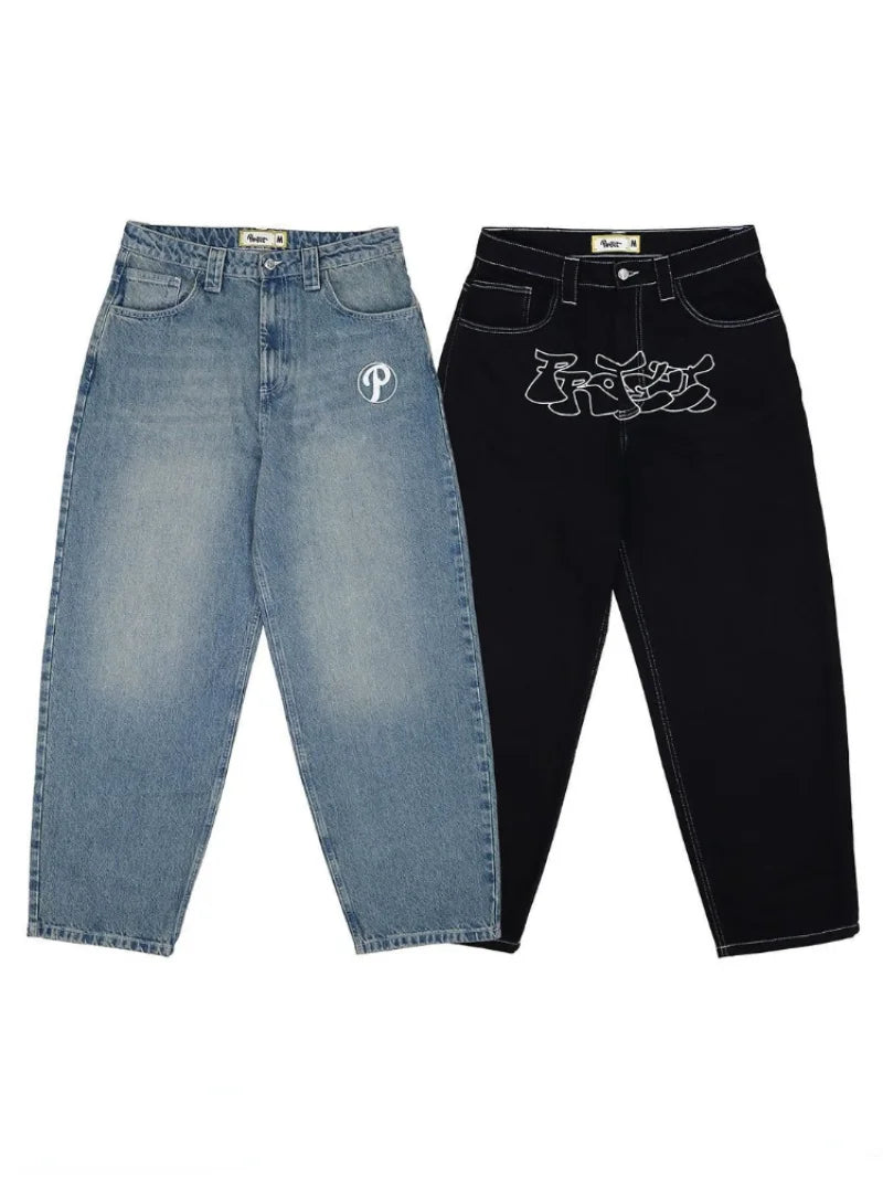 Baggy Graffiti Embroidered Jeans