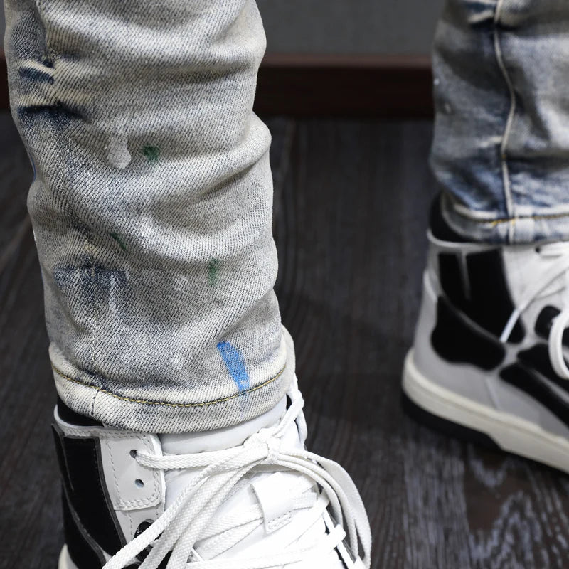 High street fashion new ripped jeans