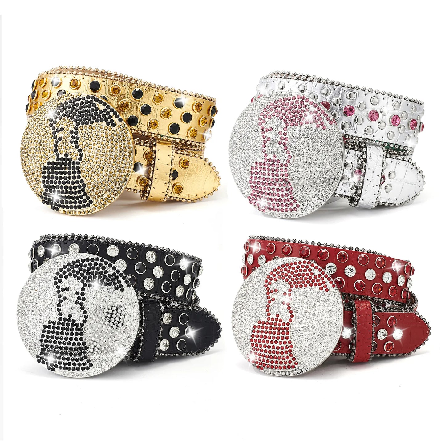 Globe Buckle Rhinestone Belts