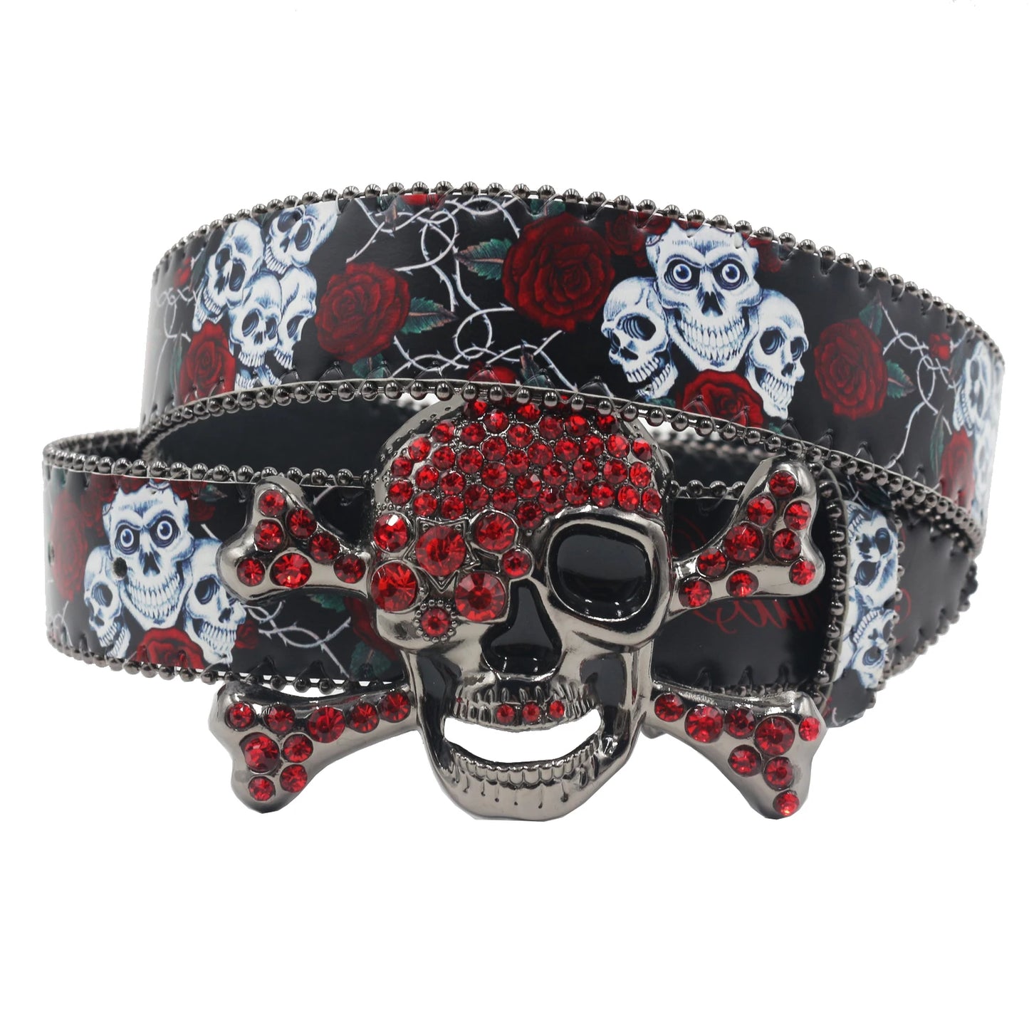 Big Skull Punk Rhinestone Belt Unisex