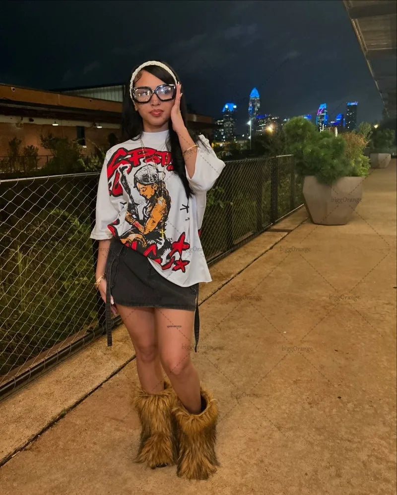 New American Retro Street Graffiti T-shirt