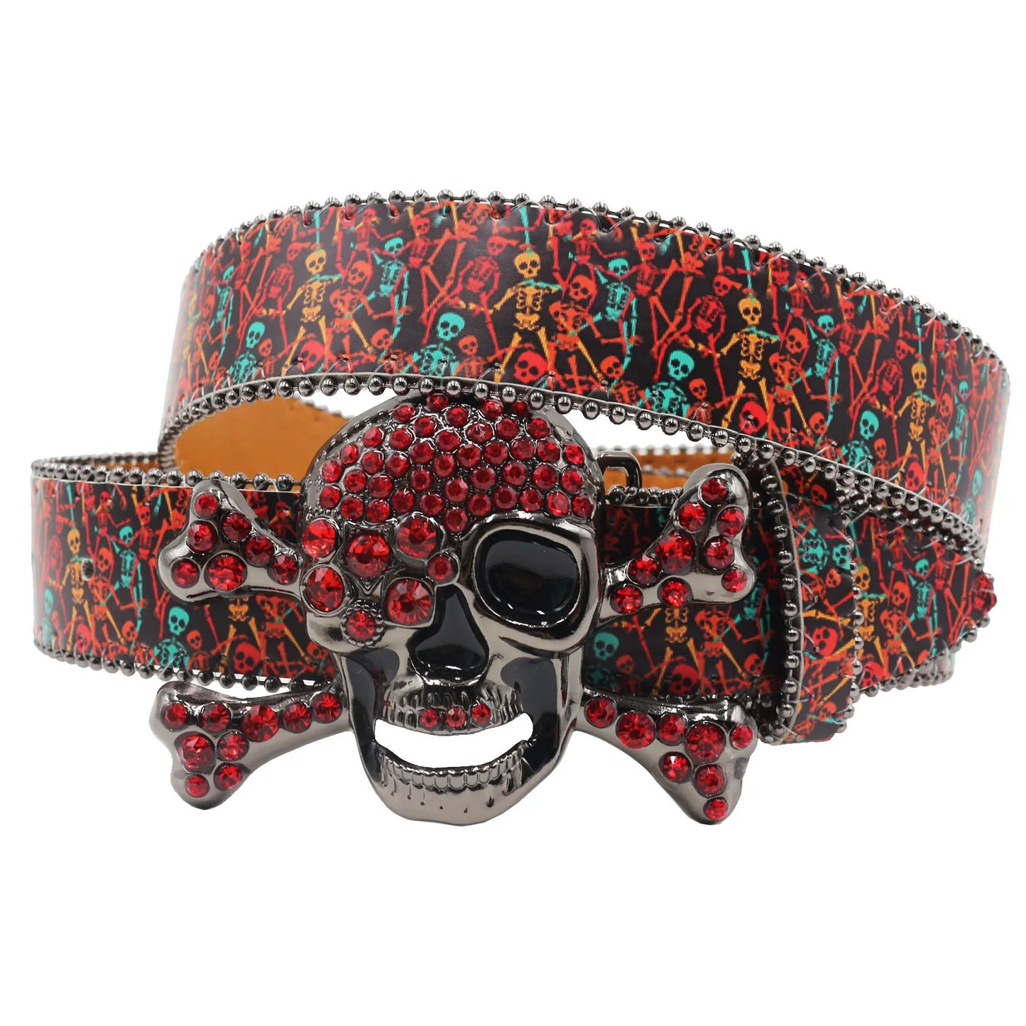 Big Skull Punk Rhinestone Belt Unisex