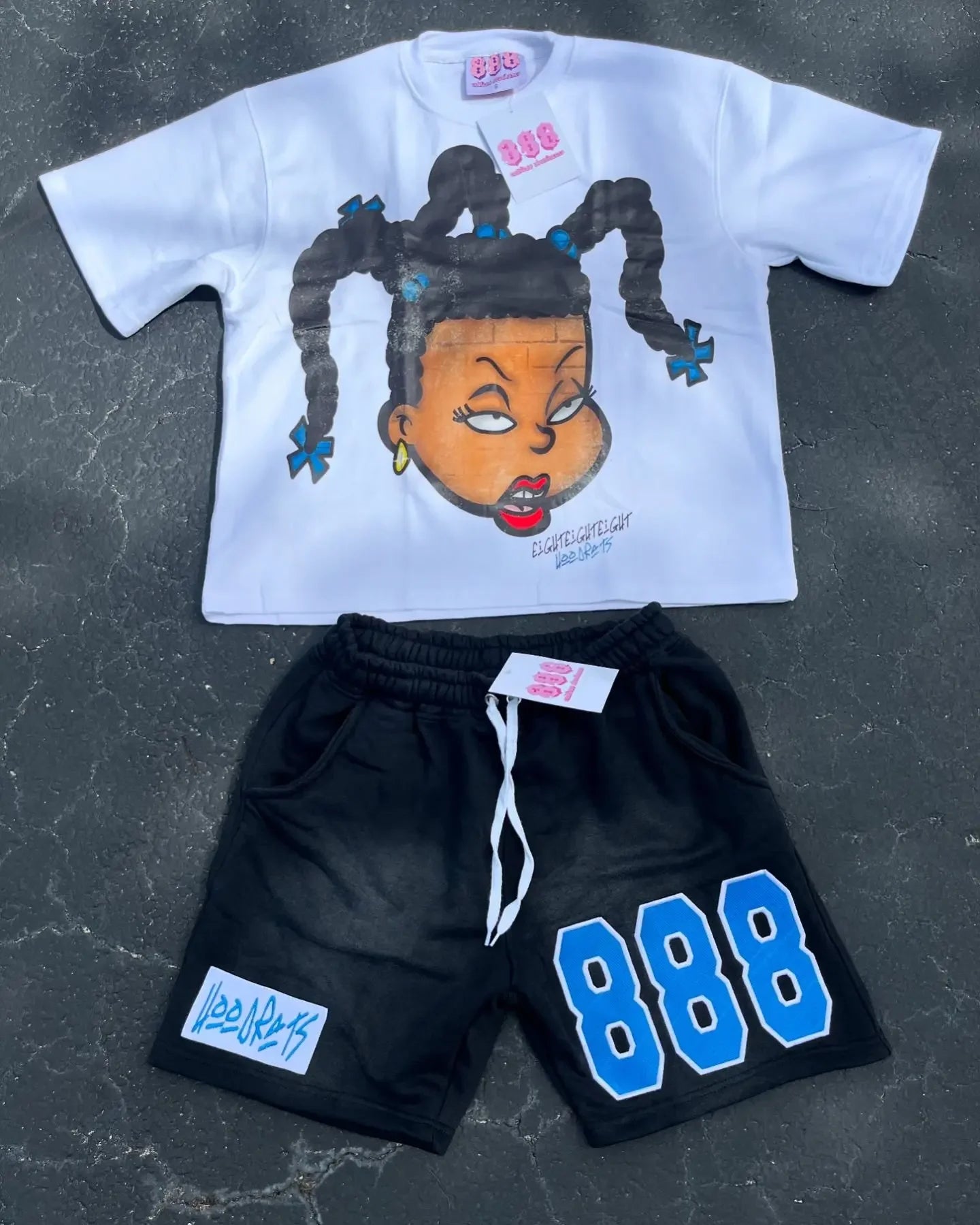 Cartoon Printed Summer T-shirt and Shorts Set