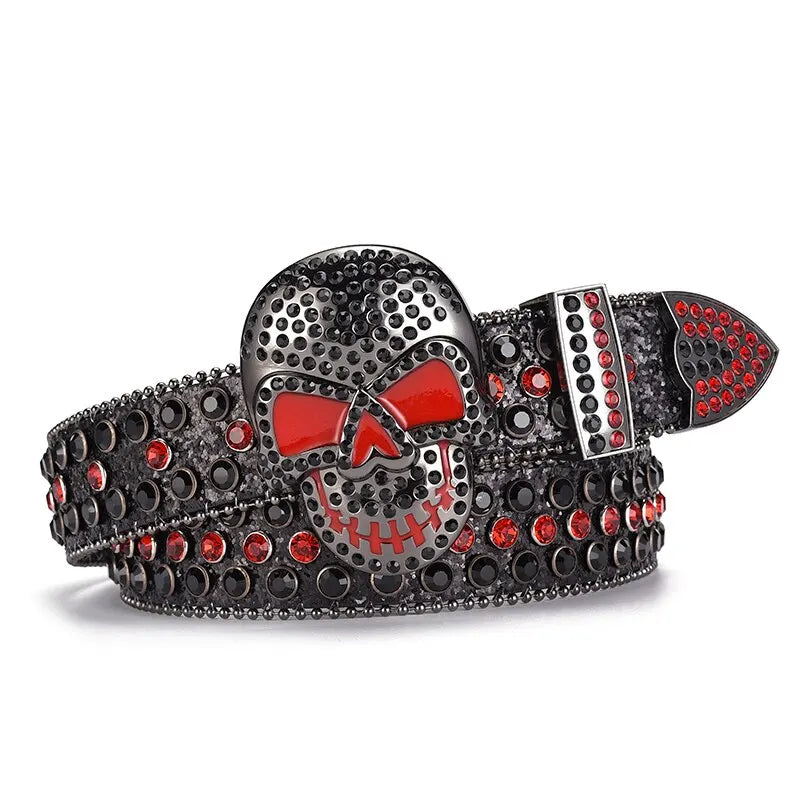 Big Skull Buckle Rhinestone Belt