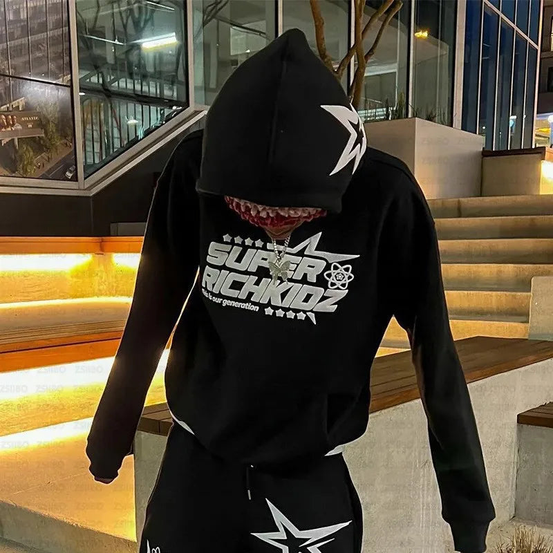 Aesthetic Star Print Hoodie and Pants