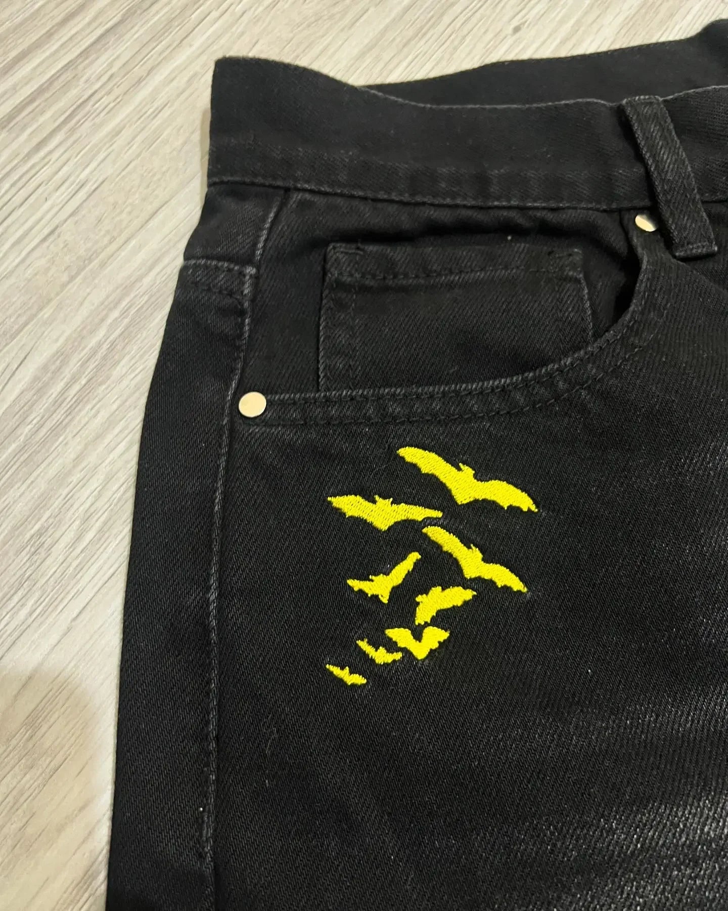 Bat Embroidery Baggy Jeans