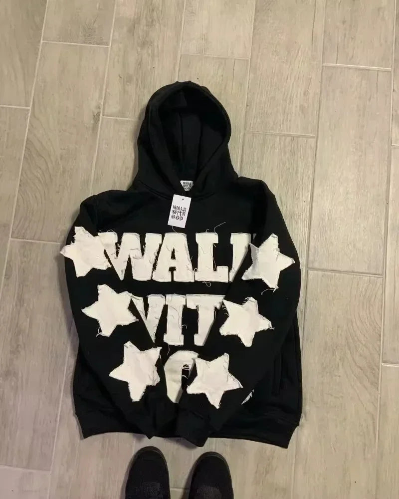 Streetwear Walk with God embroidered hoodie
