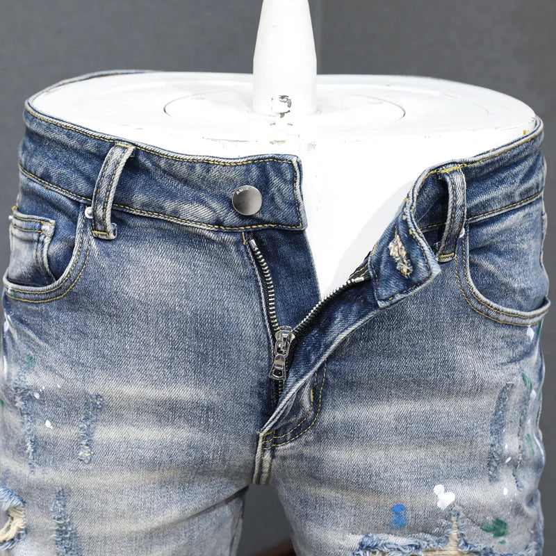 High street fashion new ripped jeans