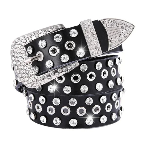 Black and White Rhinestone Belt