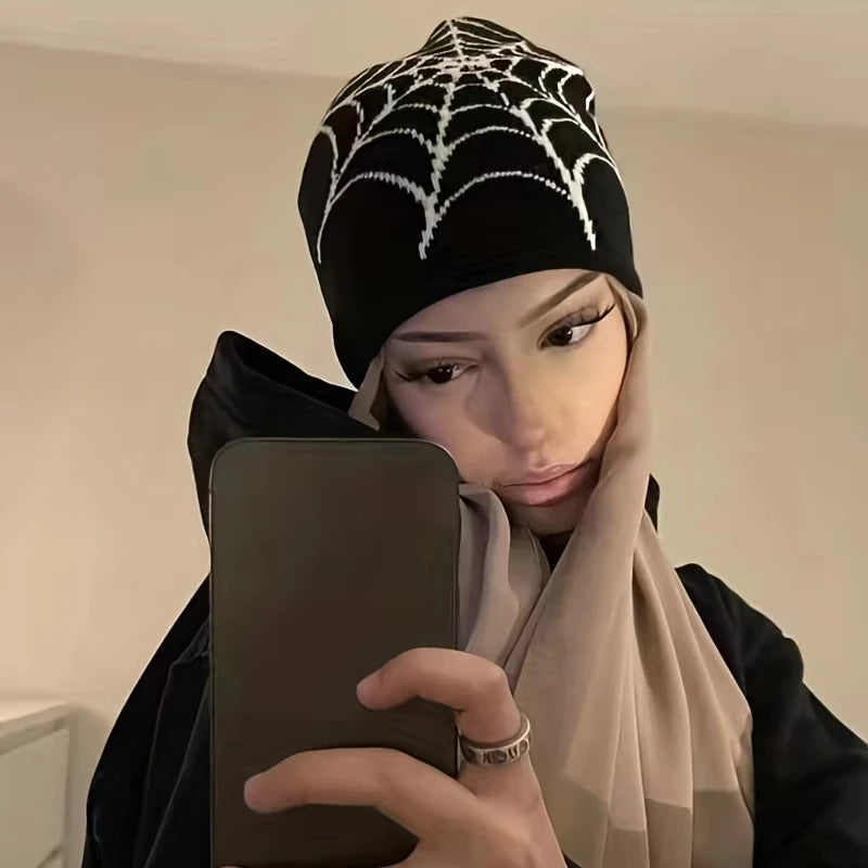 Spider Web Knitted Y2k Beanie