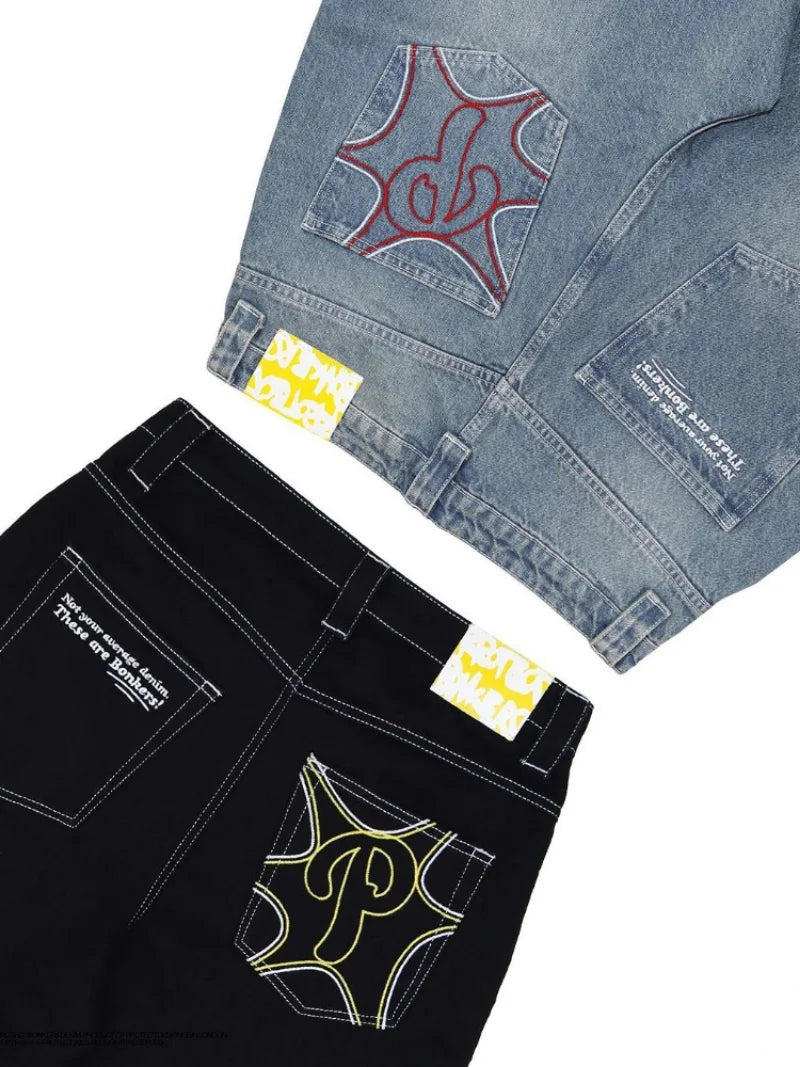 Baggy Graffiti Embroidered Jeans