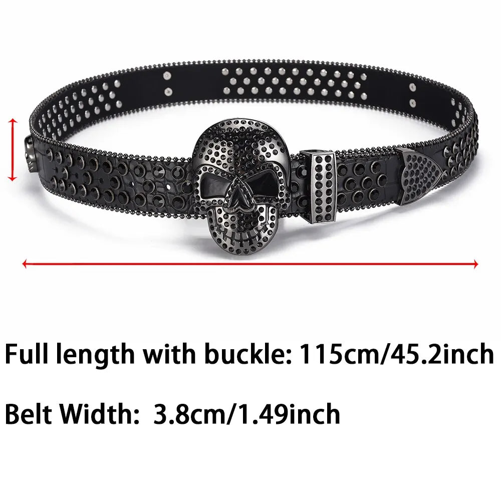 Big Skull Buckle Rhinestone Belt
