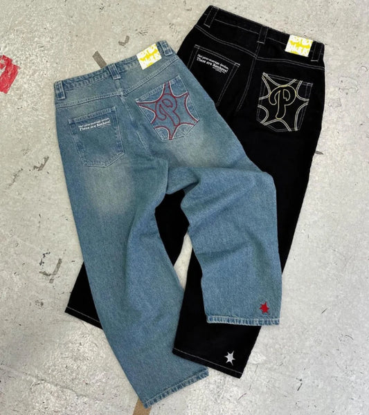 Baggy Graffiti Embroidered Jeans