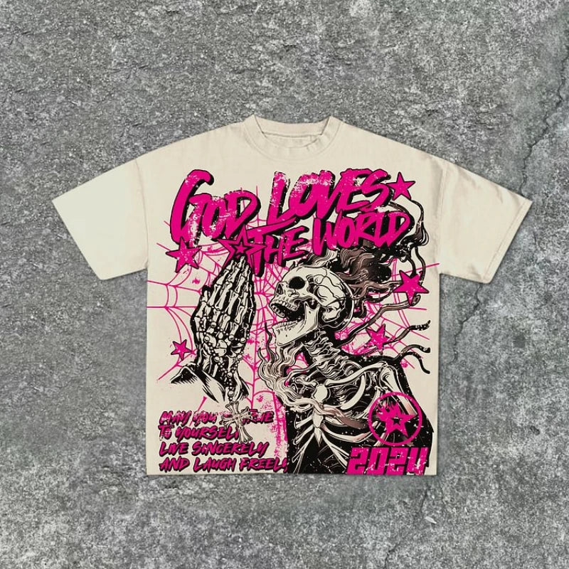 God Loves The World Skeleton T-shirt