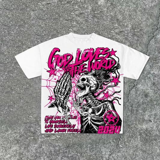 God Loves The World Skeleton T-shirt
