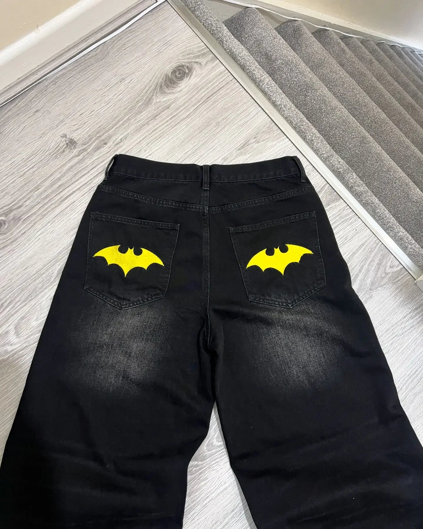 Bat Embroidery Baggy Jeans